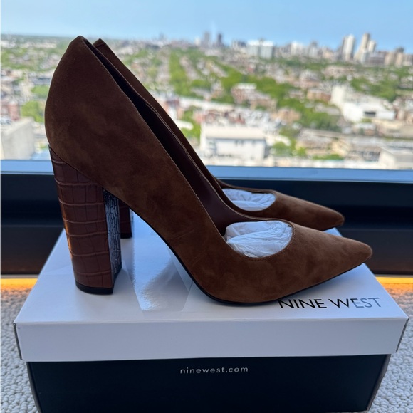 Nine West Shoes - Brown suede and croc Nine West pointed heel. Never worn.